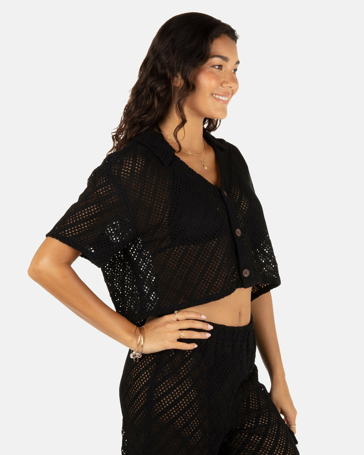 Crochet Camp Shirt Black - Hurley