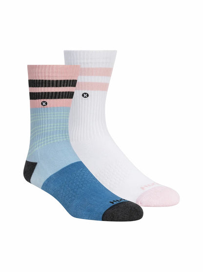Extended Terry Crew Socks (2 Pack) Blue - Hurley