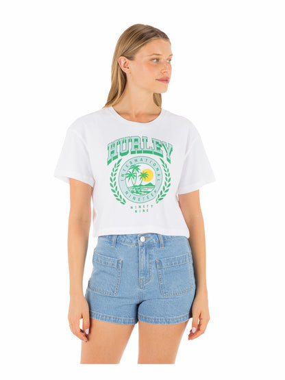 Academy Boxy Crop Tee White - Hurley
