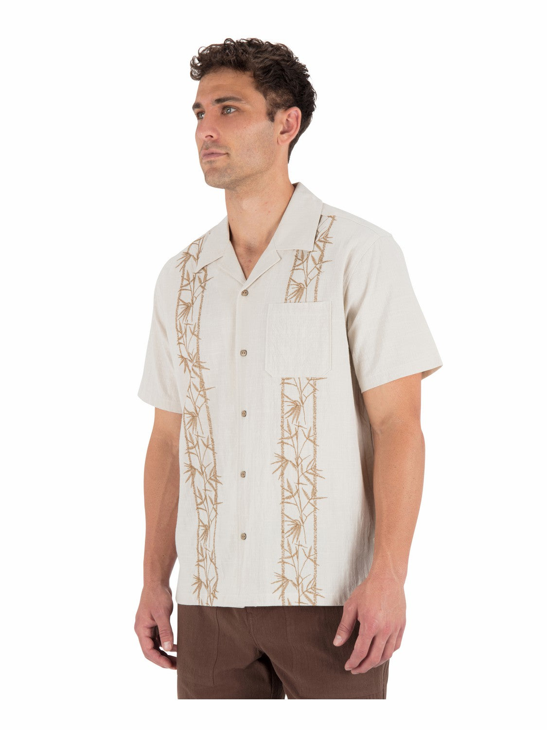 Sano Camp Embroidered Short Sleeve Bone - Hurley