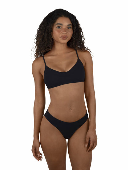 Max Solid Mid Rise Cheeky Bottom Black - Hurley