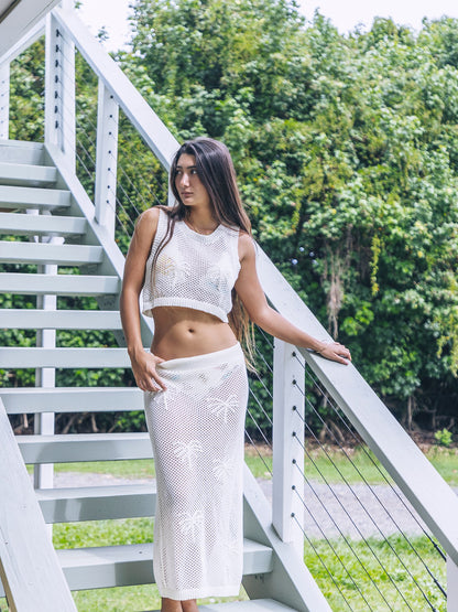 Embroidered Crochet Skirt Egret - Hurley