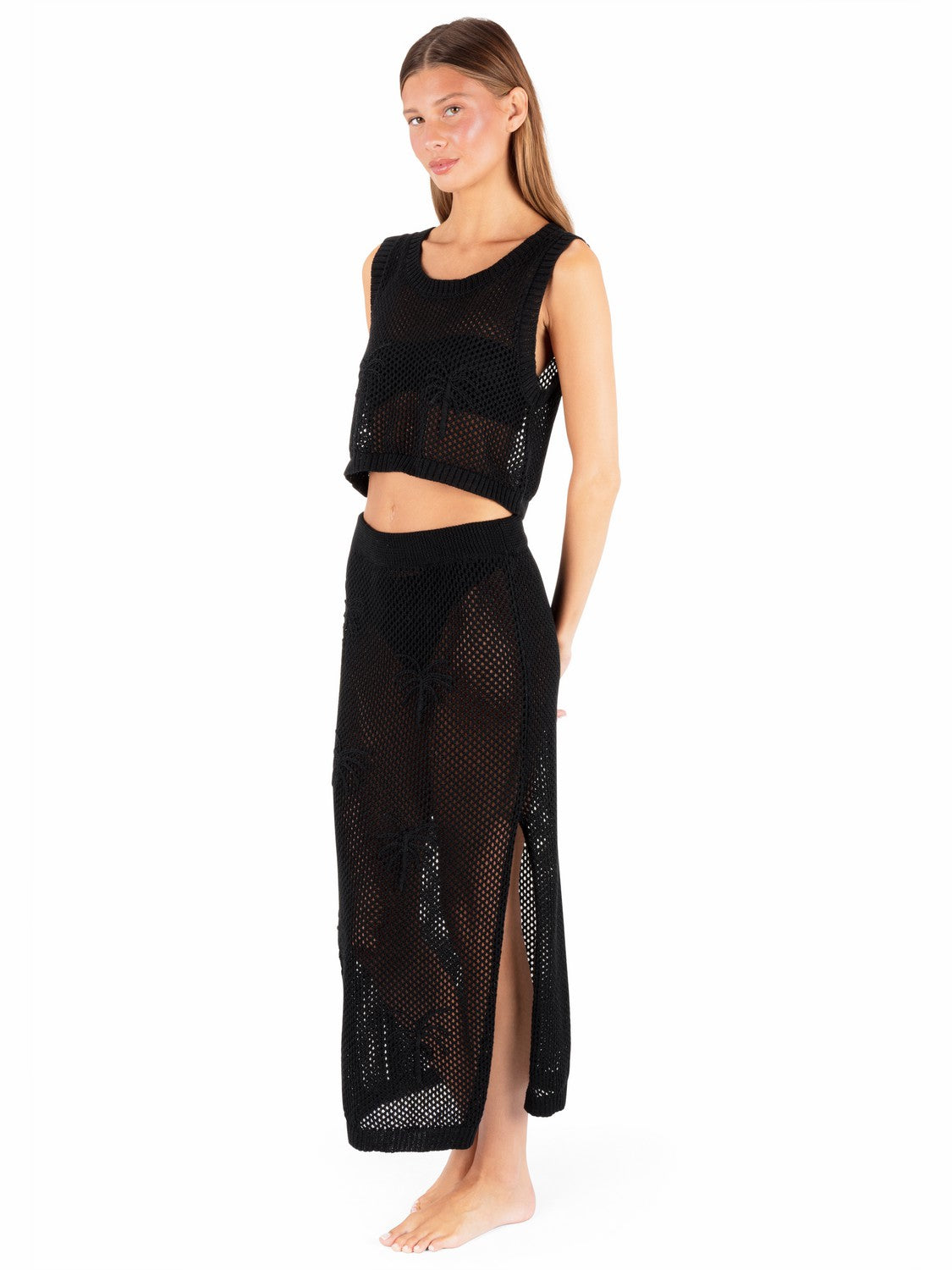 Embroidered Crochet Skirt Black - Hurley