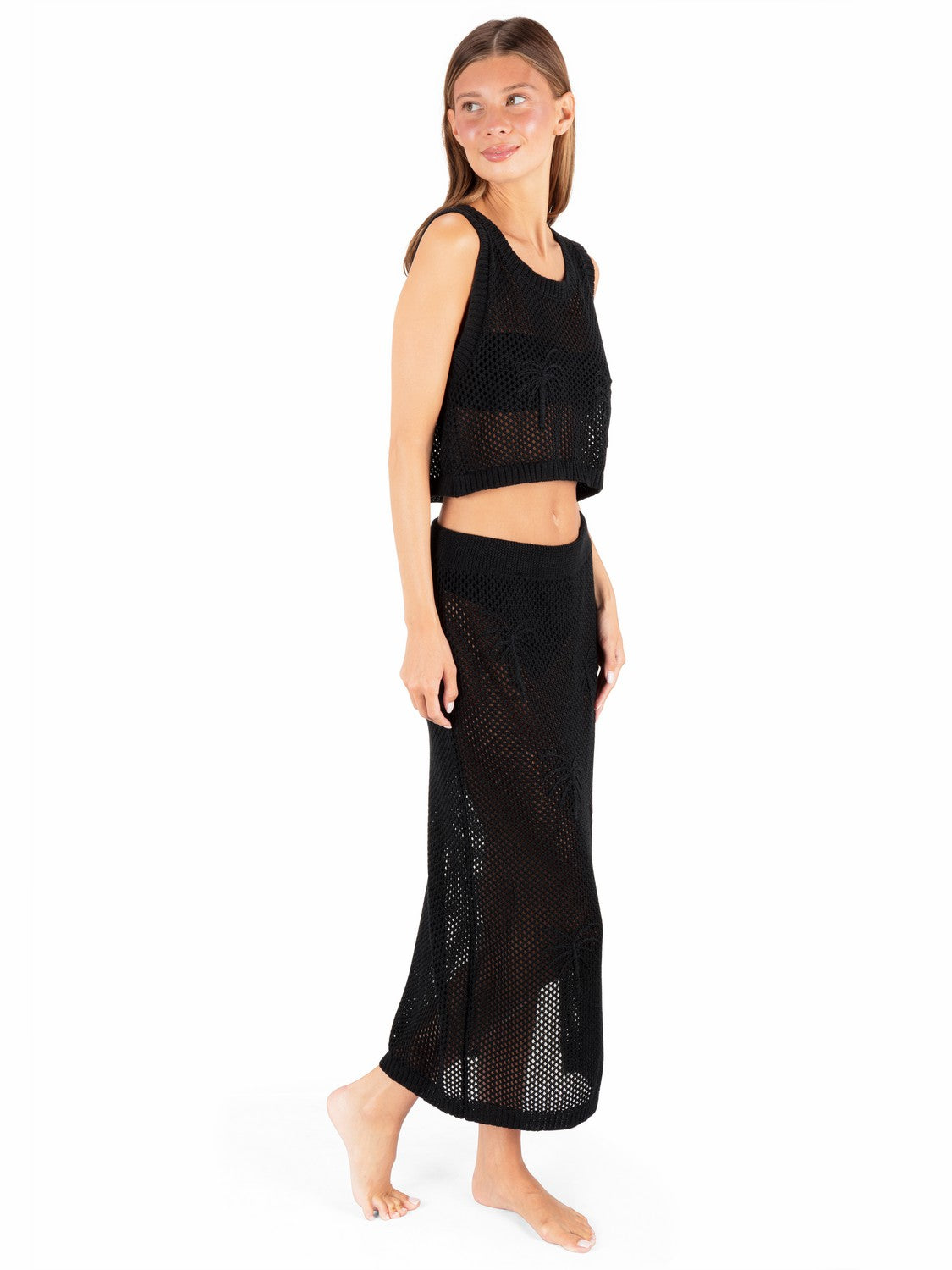Embroidered Crochet Skirt Black - Hurley