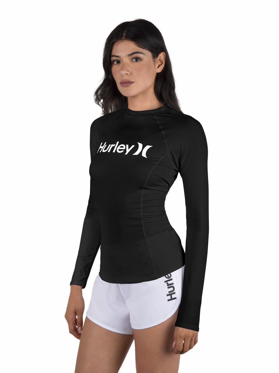 One & Only Solid Mock Neck Long Sleeve Rashguard Black - Hurley
