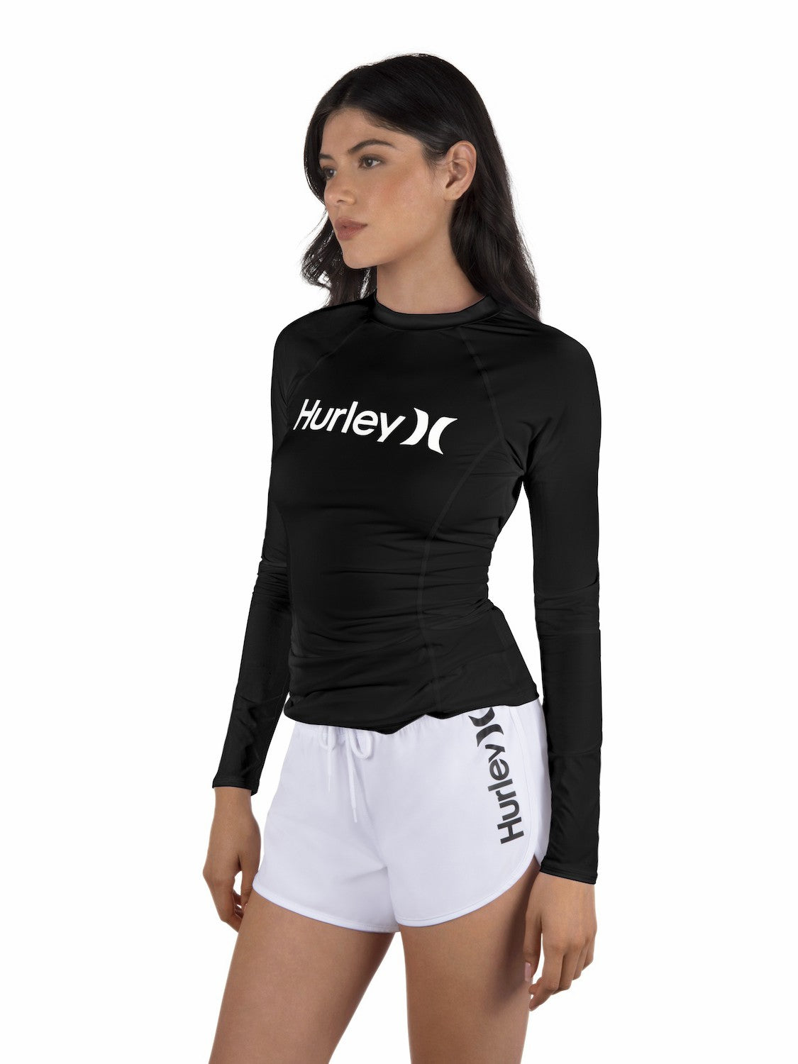 One & Only Solid Mock Neck Long Sleeve Rashguard Black - Hurley