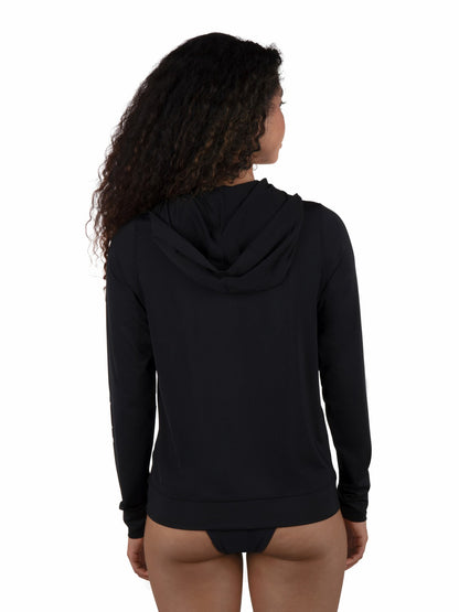 One & Only Solid Zip Hoodie Rashguard Black - Hurley