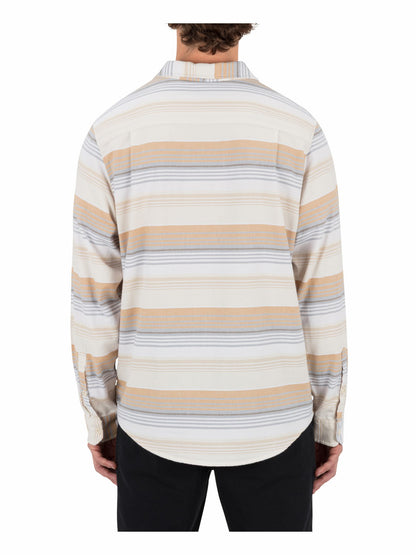 Portland Stripe Stretch Flannel Long Sleeve White - Hurley