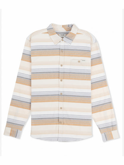 Portland Stripe Stretch Flannel Long Sleeve White - Hurley