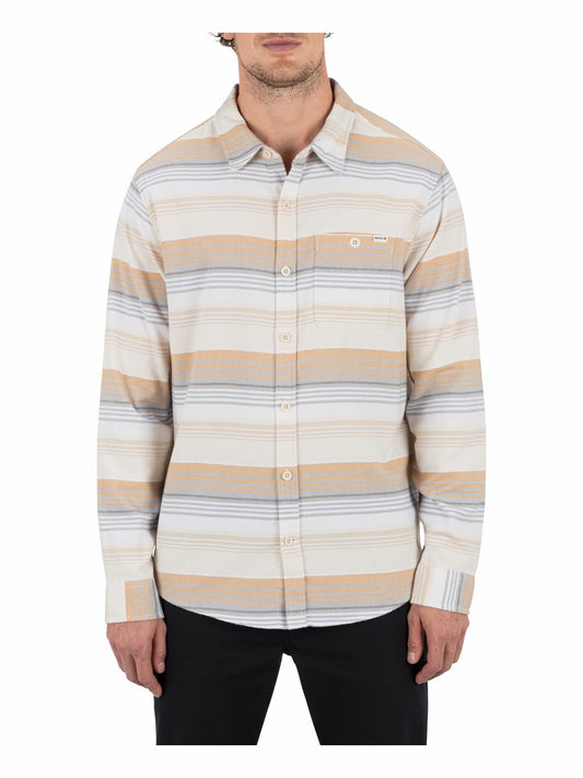 Portland Stripe Stretch Flannel Long Sleeve White - Hurley