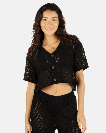 Crochet Camp Shirt Black - Hurley