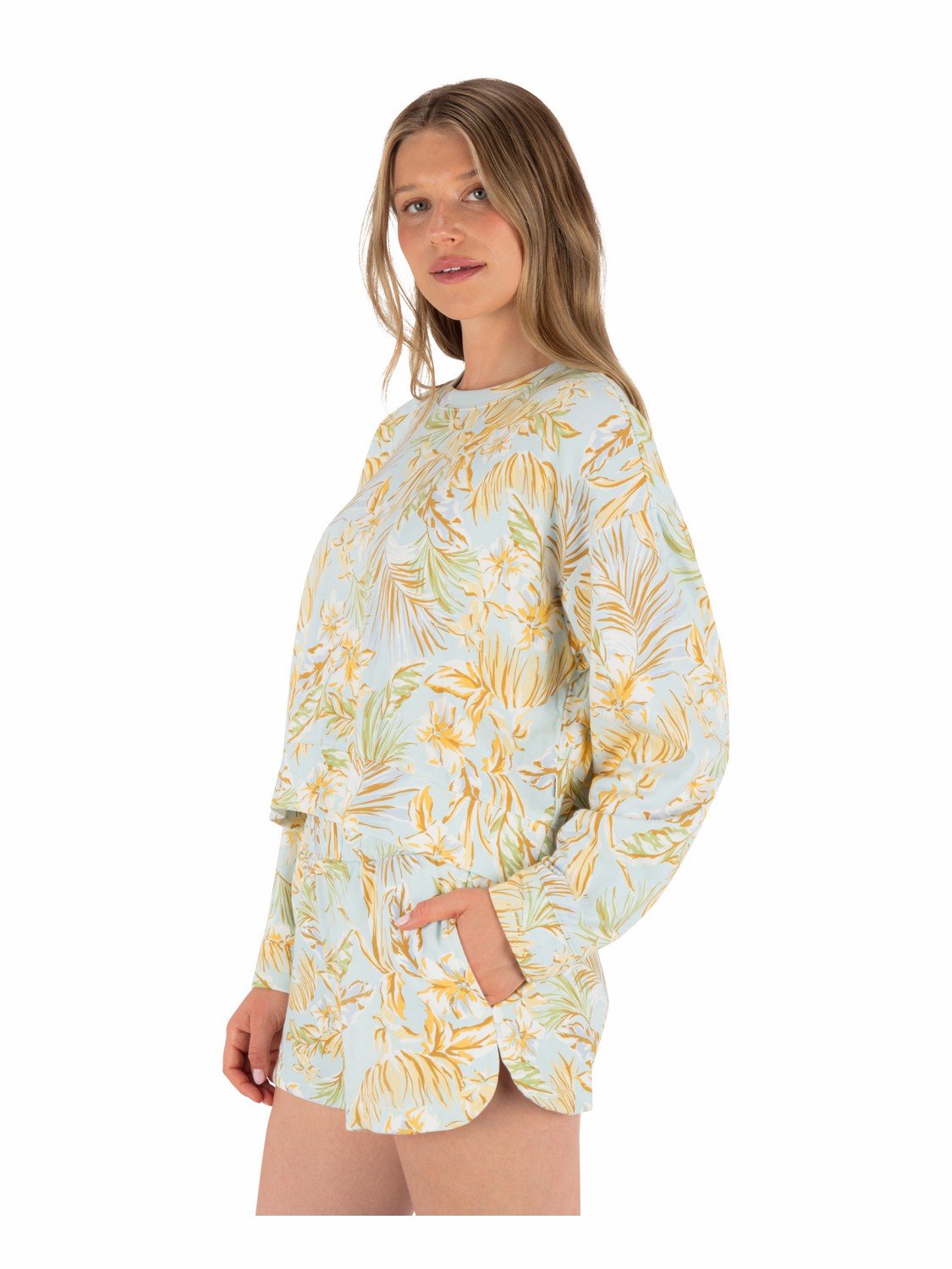Fall Palms Boxy Crew STARLIGHT BLUE - Hurley