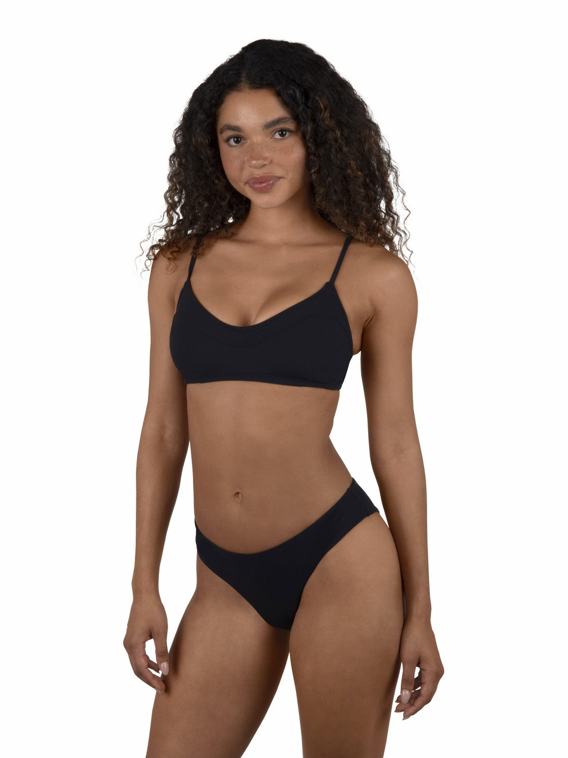 Max Solid Mid Rise Cheeky Bottom Black - Hurley