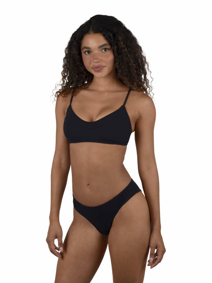 Max Solid Mid Rise Cheeky Bottom Black - Hurley